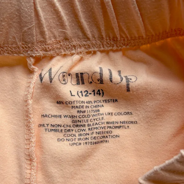 Wound Up Women’s Athletic Lounge Shorts - Peach White Trim Pull On Elastic Waist - Image 5