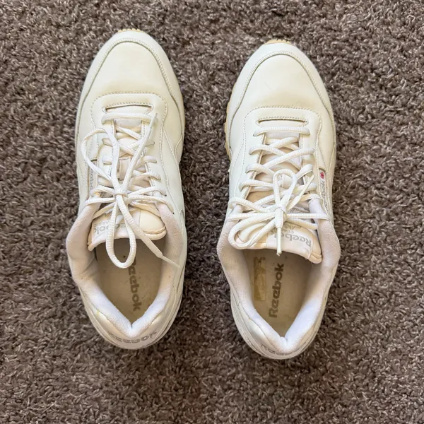 Vintage Reebok Classic Harman Run White Leather Gum Sole Sneakers - Image 3
