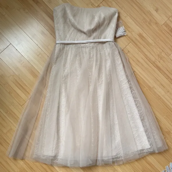 White by Vera Wang Champagne Strapless Tulle Lace Bridesmaid Dress Women 0 NWOT - Image 3