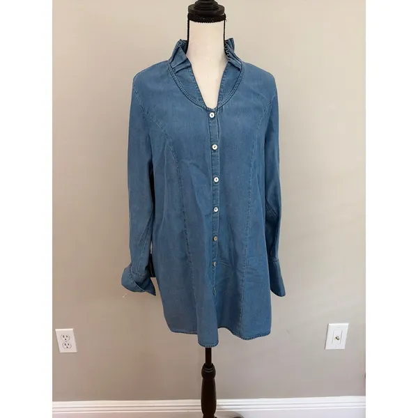 Soft surroundings small ruffle collar dress - Image 3