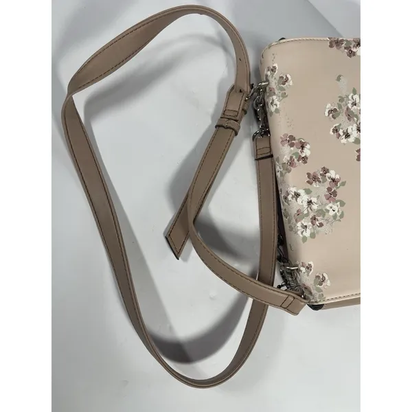 Nine West Beige Floral Crossbody Bag Chain Accents Snap Closure Detachable Str - Image 8