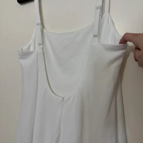 Lulus‎ White Square Neck Fishtail Gown Maxi Dress Adjustable Straps Size L - Image 7