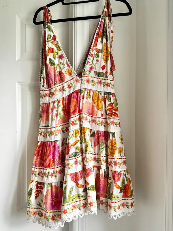 Farm Rio Macaw Bloom Off-White Mini Dress - Image 5