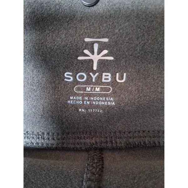 Soybu Charcoal Gray Fleece Lined Athleisure Leggings Zipper Pockets Soft Size M - Image 2