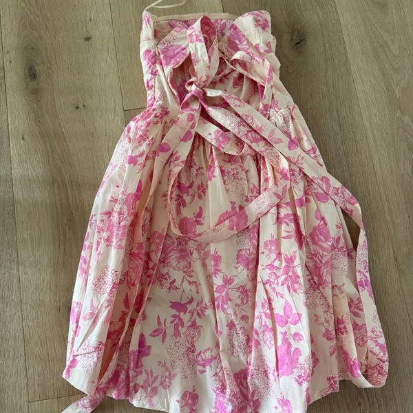 Olivaceous Pink Floral Strapless Sundress - Image 4