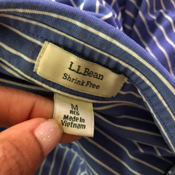 LL Bean Blue and White Striped Button - Image 4