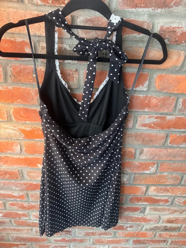 Princess Polly Black and White Polka Dot Halter Mini Dress NWT - Image 3