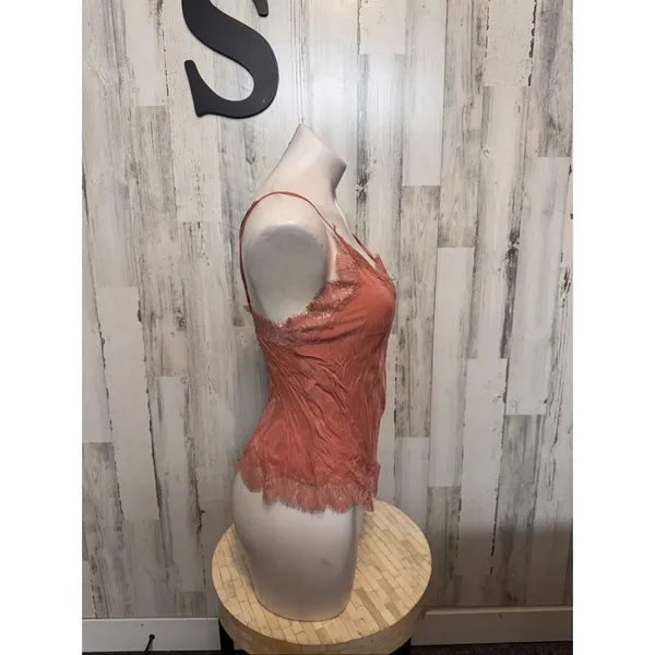 Victoria's Secret Rose Pink Cami Top Womens Size Small S Lace Trim Viscose Camis - Image 6