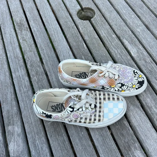 Vans‎ MEADOW PATCHWORK ERA SHOES Size woman’s 5.0 floral checkers spring summer - Image 2
