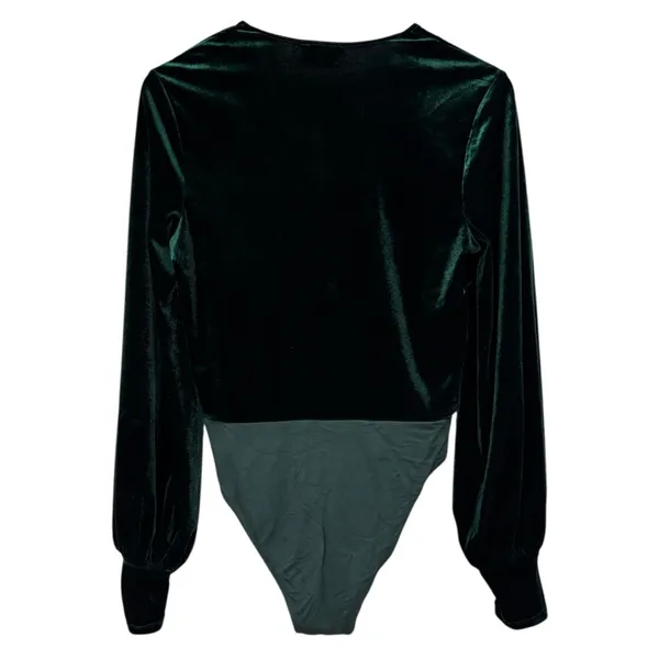 Bardot Long Sleeve Velour Green Spring Bodysuit Size Medium Women’s - Image 9