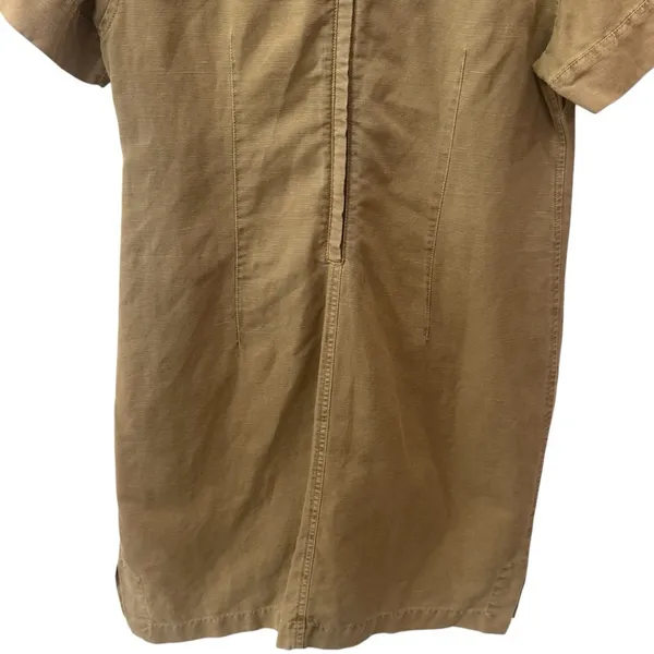 J. Crew‎ Lace up V-Neck Canvas Short Sleeve Khaki Midi Dress Safari Summer 10 - Image 8