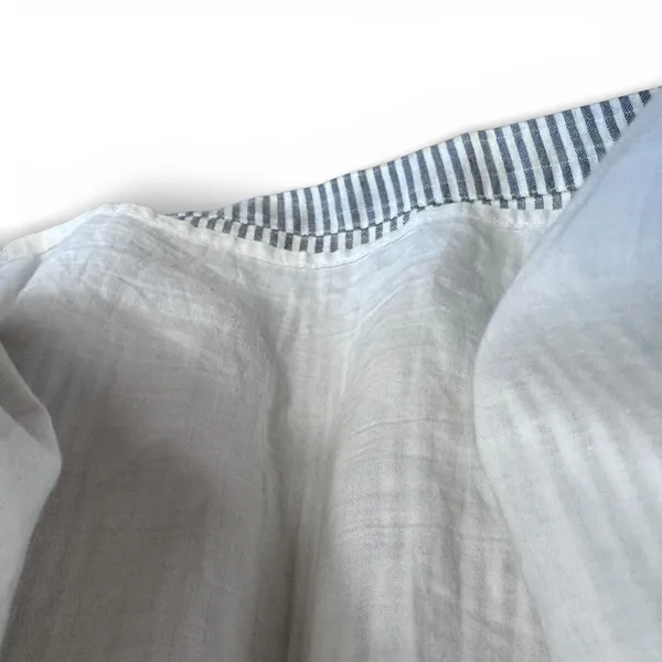 Abercrombie & Fitch Gray‎ White Striped Tie Front Button Mini Dress Summer Large - Image 5