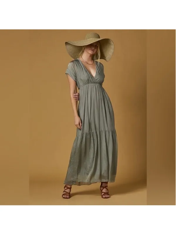 Scandal Italy Silk Aruba Dress Women’s One Size Sage - Image 8