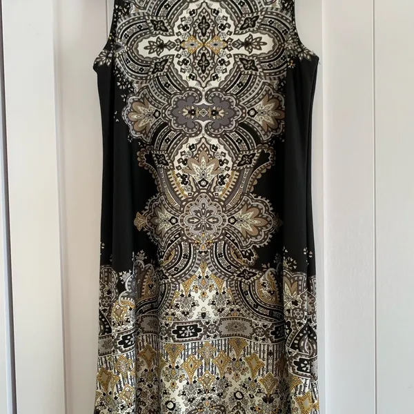 Tiana B Dress Women 8 Black Paisley Sleeveless Shift Cocktail Wedding Guest - Image 7