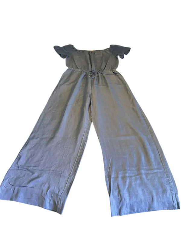 Appraisal Off-The-Shoulder Denim-Look Lyocell Jumpsuit Size M (19” PTP) - Image 2