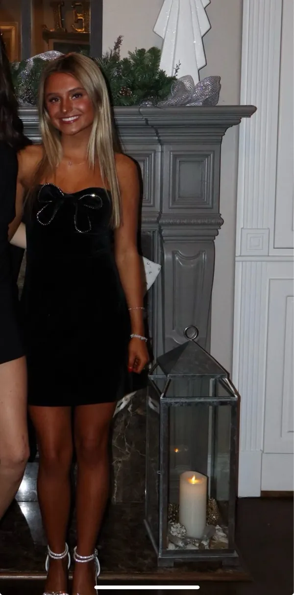 Revolve Velvet Black Mini Dress - Image 2