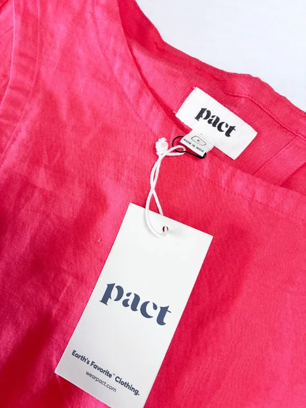 NWT Pact Canopy Linen Organic Cotton Blend Tank Top & Shorts Set - L - Coral Red - Image 10