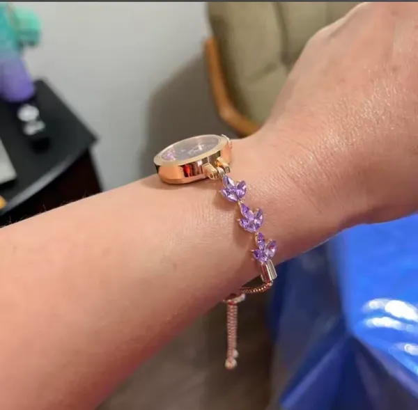 Brand New Purple and gold watch with purple gemstones - Image 5