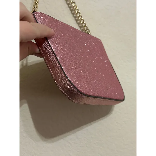 NEW Kate Spade Purse Glimmer Glitter Shoulder Bag Pink Sparkly Gold Chain Whimsy - Image 9