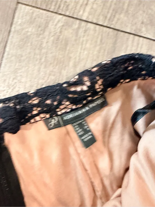 Adrianna Papell Navy Lace Maxi Skirt with Nude Underlay - Image 11