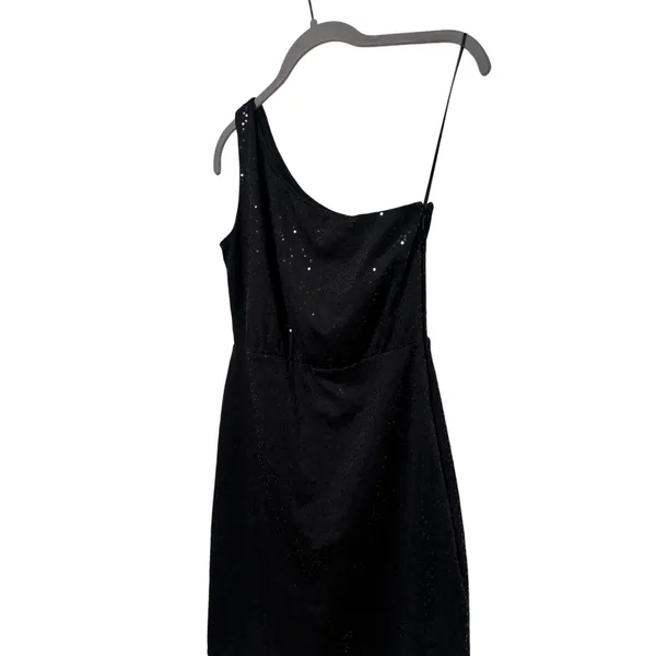Max and Cleo Women's Black Sequin One Shoulder Mini Dress Size 2 - Image 3