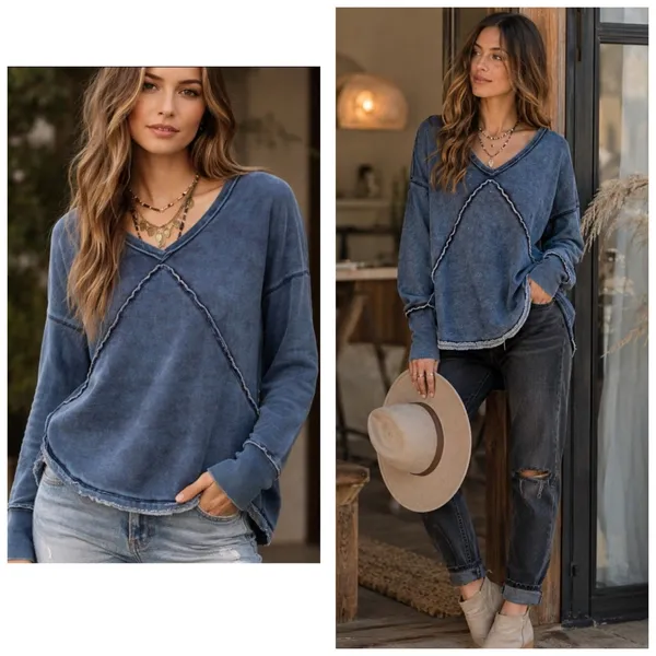 Free People Westeros Distressed Sweatshirt Size Small Bohemian Oversized - Image 2