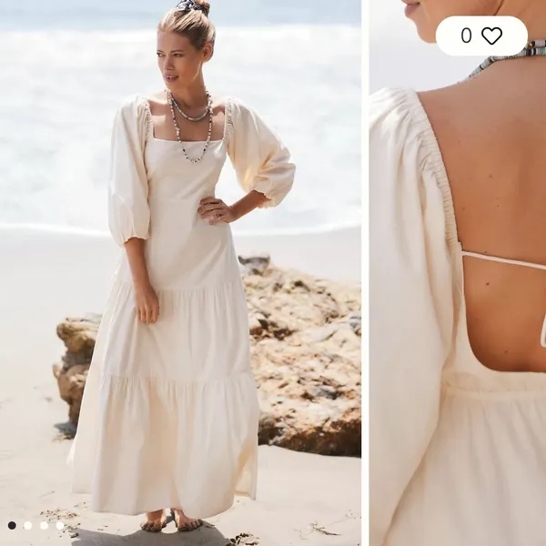 Anthropologie Cream Maxi Dress - Image 2