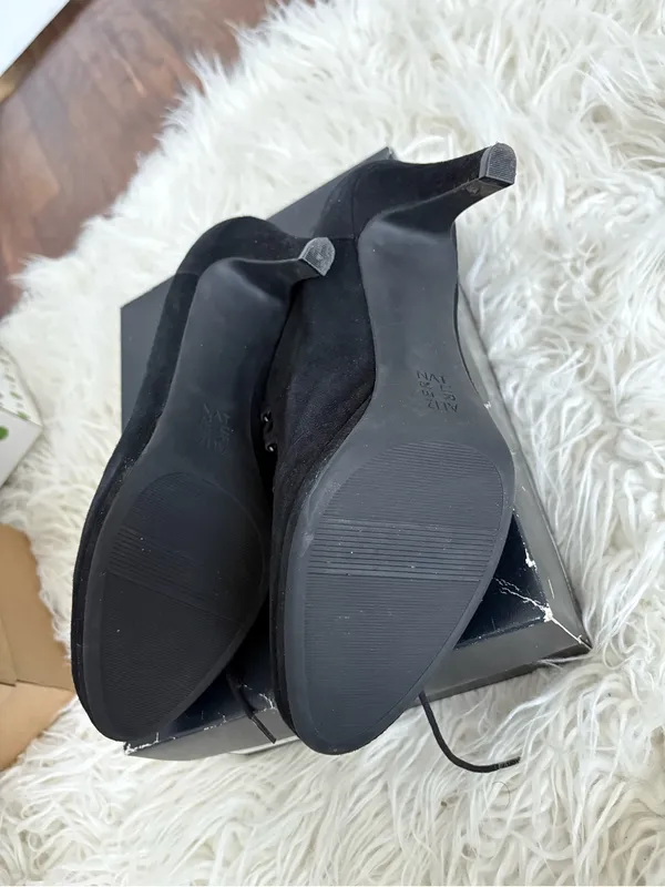 Naturalizer Macie Black Suede Lace-Up Heels Size 10.5 - Image 6