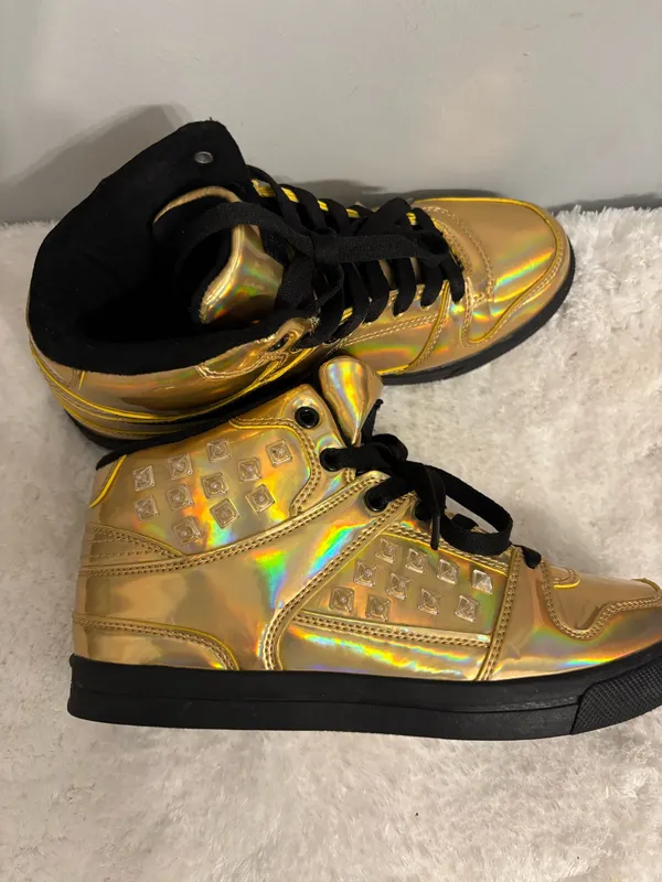 Gold and black preppy or casual sneakers Sz. 7.5 Unisex - Image 6
