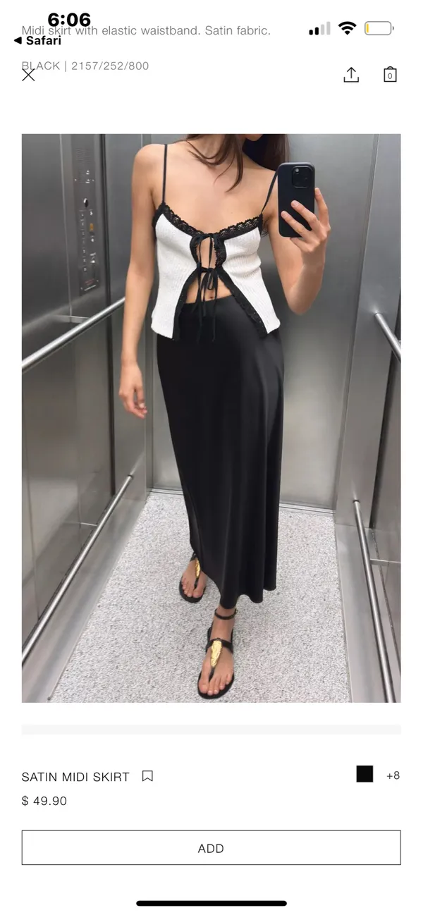 ZARA Silk Skirt Black  - Image 2