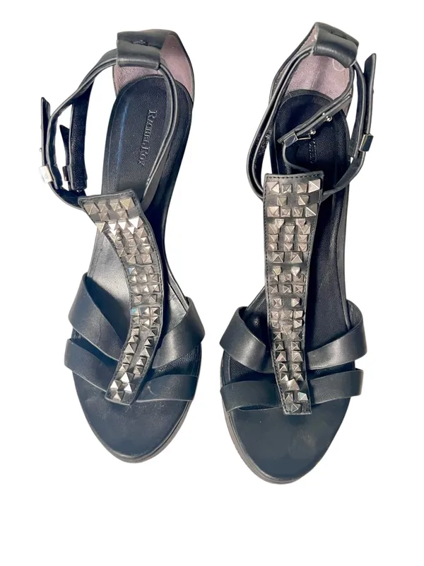 Rachel Roy Black Leather Studded Stiletto Heel Size 8.5 - Image 4