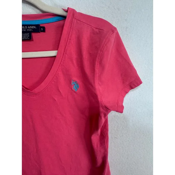 U.S. Polo Assn.‎ S Pink V-Neck T-Shirt Women's Luxury Feel Short Sleeve - Image 3