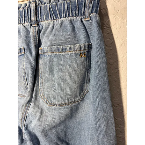 American Eagle Highest Rise Baggy Mom Jeans Light Wash Sz 0 - Image 5