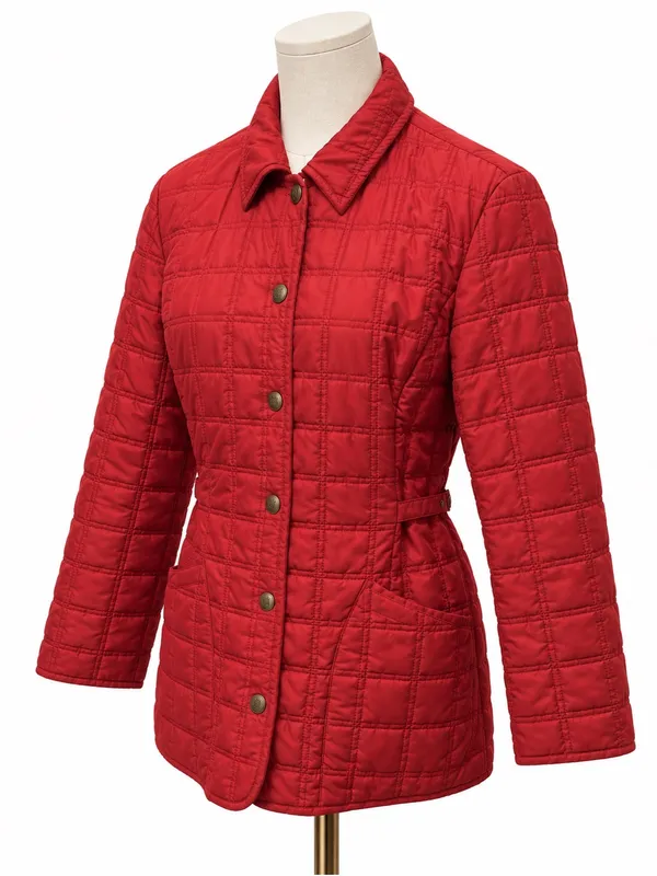 Brooks Brothers Women’s Size 8 Red Quilted Plaid Lined Barn Jacket Coat - Image 2
