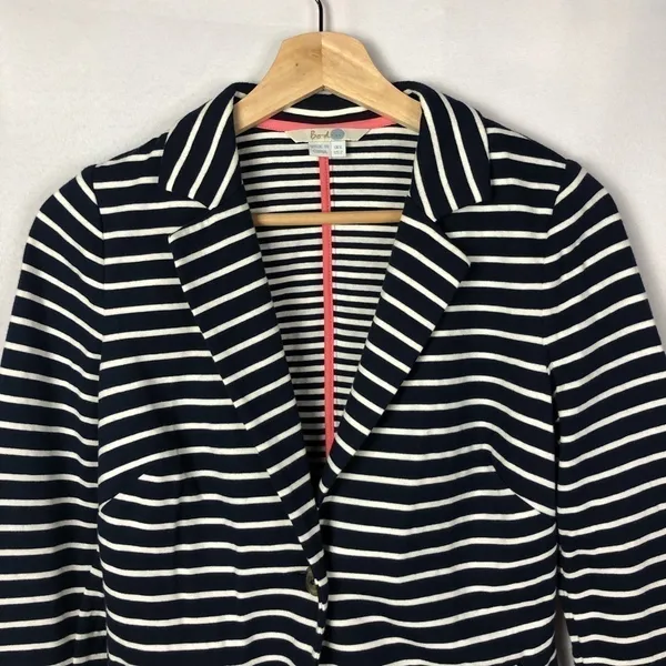 Boden Navy &‎ White Striped Summer Jersey Blazer 2 - Image 4