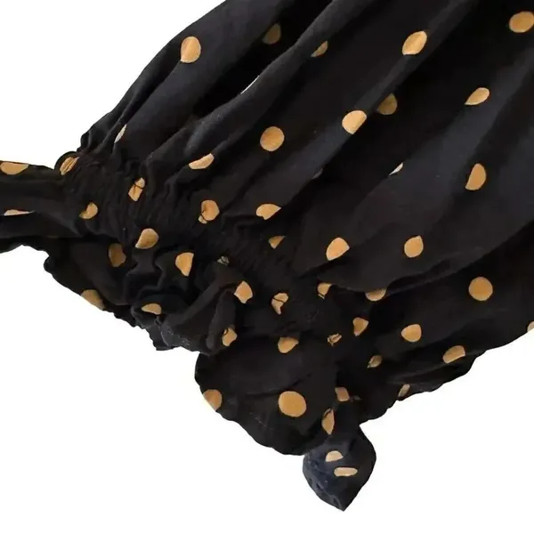 Madewell Black Gold Lucie V-Neck Smocked Mini Oval Dot Baby Doll SZ XL #1862 - Image 7