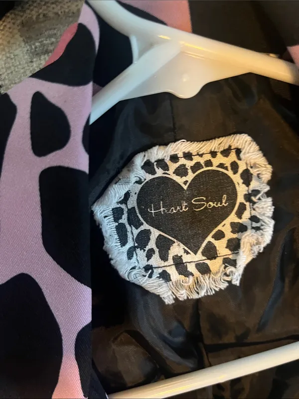 HeartSoul Black Trench Coat with Pink Spot Pattern - Image 2