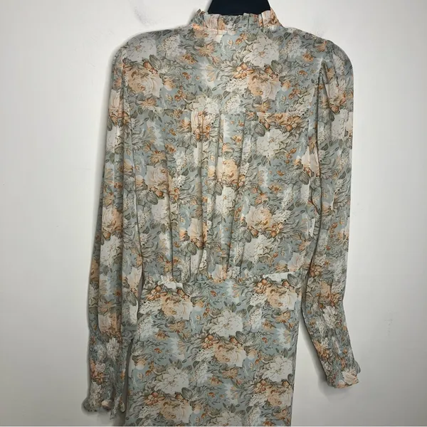Mable Alejandra floral midi dress long sleeve‎ v-neck women’s size small dressy - Image 9