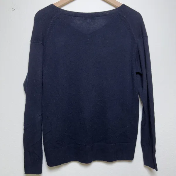 Vince Women Wool Cashmere Sweater Small Navy‎ Blue V-Neck Long Sleeve Pullover - Image 8
