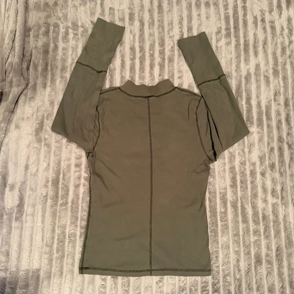Free People Intimately FP Mock Neck Long‎ Sleeve Ribbed Layering Top Green L - Image 3