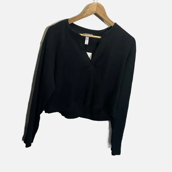 Isabel by Ingrid & Isabel Henley‎ Top Womens XXL Black New Ribbed Maternity - Image 3