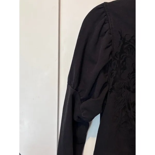 Vintage Y2K Harley Davidson Black Flocked Scroll Zip Sweatshirt M ✨ Biker Chic - Image 10
