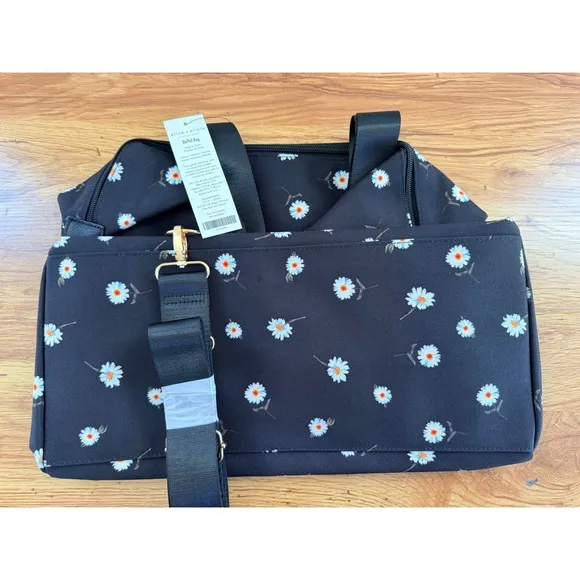 Alice + Olivia Daisy Print Duffel‎ Bag Stace Face Black Floral Weekender OS - Image 5