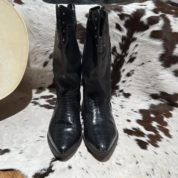 Marc‎ Alpert 100% Leather Western Studded Boots Burning Man Size 8.5 T1 - Image 5