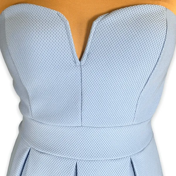 Vintage Windsor Baby Blue‎ Strapless Fit Flare Mini Dress Sweetheart Neckline - Image 7