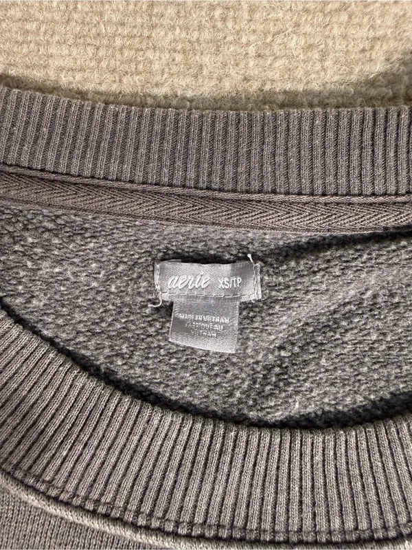 Aerie Women’s Charcoal Gray Cozy Split Hem Oversized Crewneck Sweatshirt - XS - Image 3