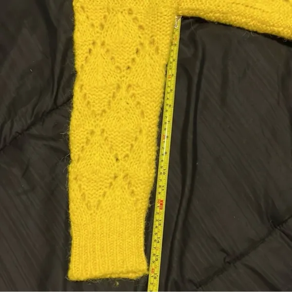 Sleeping on Snow (Anthro) Yellow Crochet Alpaca Sweater Size S - Image 8