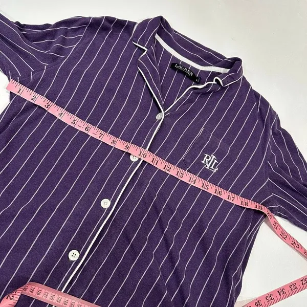 Lauren Ralph Lauren Purple Pinstripe Pajama Set Medium Sleepwear Lounge Set - Image 6