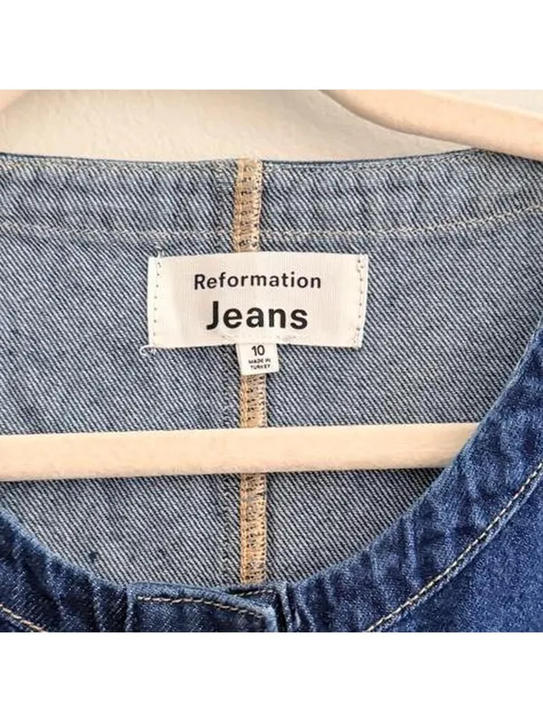 Reformation Tropez Denim Mini Dress - Image 4