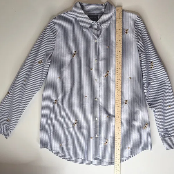 Scotch‎ & Soda Striped Star Embroidered Button Down Shirt Medium Blue Preppy - Image 12